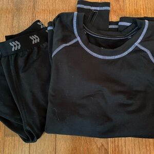 All in Motion Girls Fleece Lined Thermal Shirt & Leggings Set Black Size L 10/12